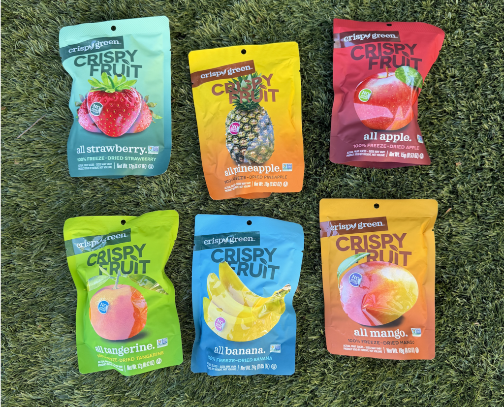 6 different bags of crispy fruit