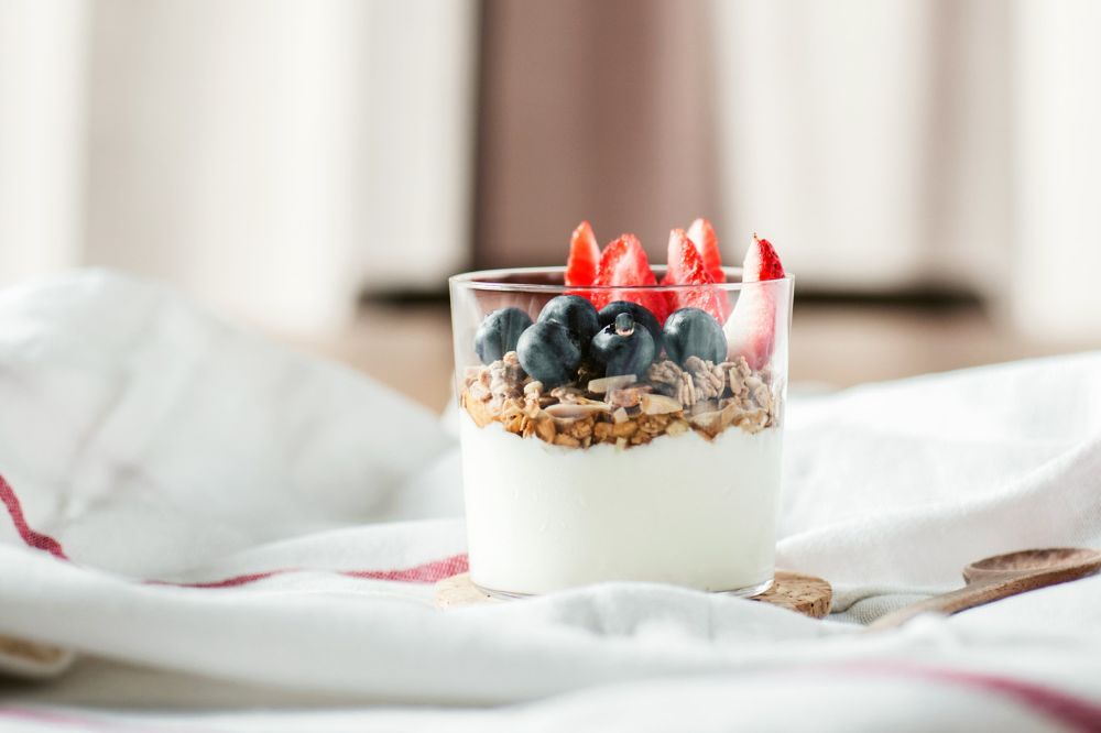 Fruit cut with Greek Yogurt
